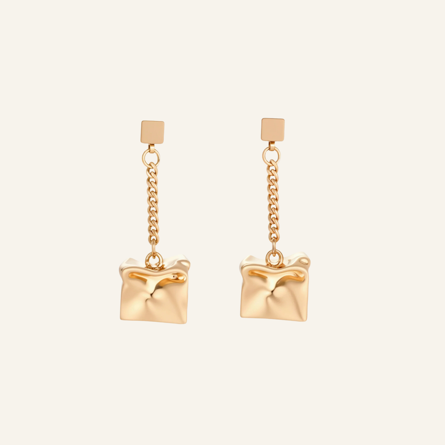 Crushed Cube Drop Earrings