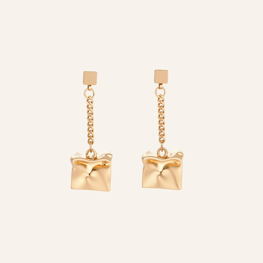 Crushed Cube Drop Earrings