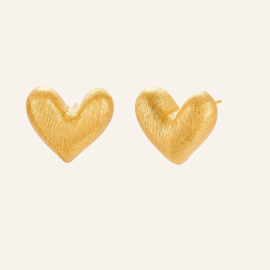 Brushed Heart Studs